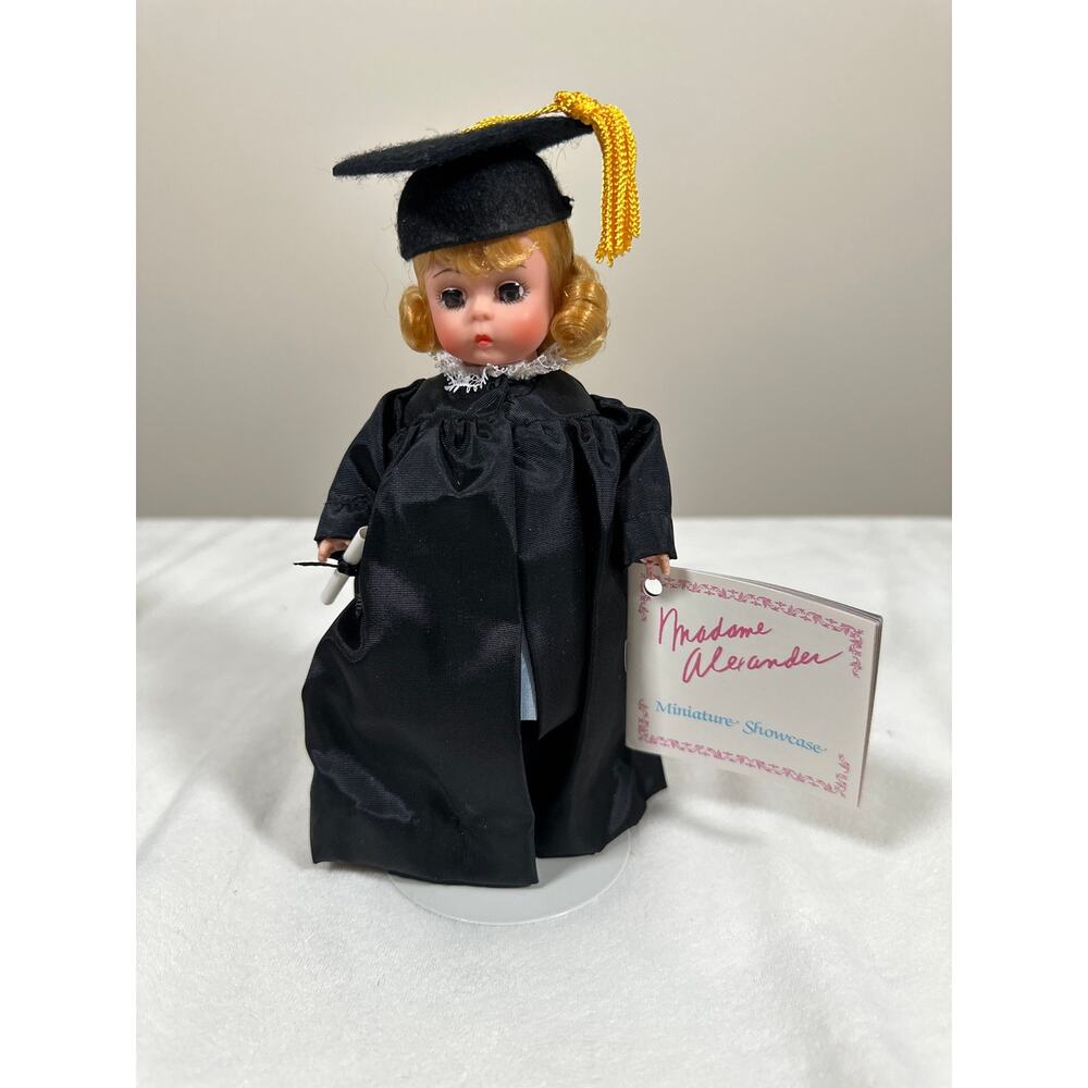 Madame Alexander Miniatures Graduate Doll 7” Vintage Collector w/ Box Tag Stand